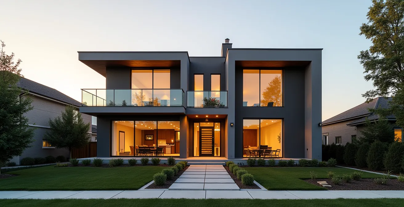 Cross-section view of multi-story home showing vertical systems integration