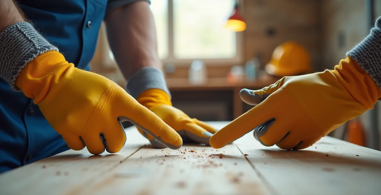 Homeowner and contractor reviewing renovation plans together at construction site