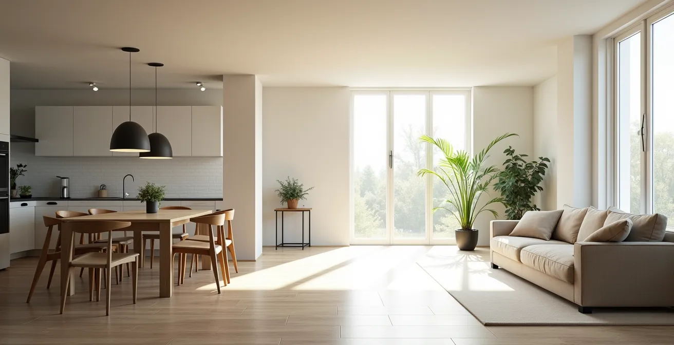 Minimalist architectural space showing clean versus cluttered areas