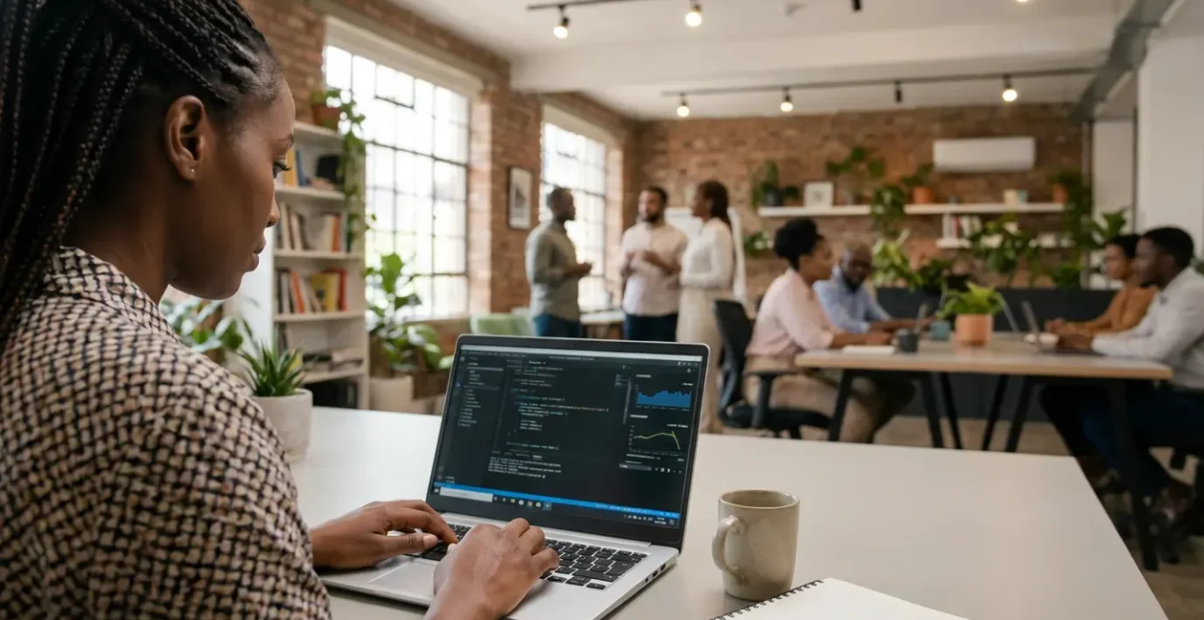 Young professional working on recruitment strategy in African tech hub