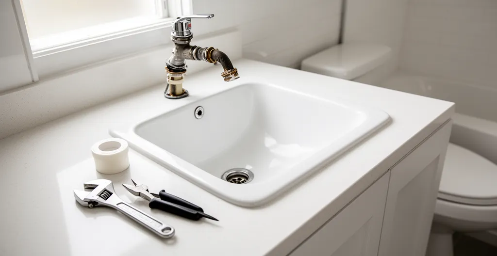 DIY faucet repair showing accessible plumbing work